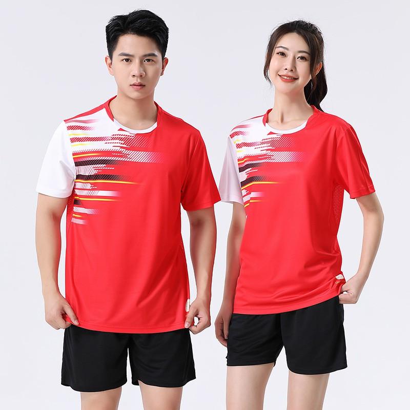 Unisex Quick-Dry Sport Set Running Tennis Volleyball Training Competition Soft Breathable Short Sleeve Athletic Outfit