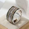 Vintage Hand Carved Women's Ring Creativity Tricolor Color Metal Geometry Daily Wear Party Jewelry Anniversary Gift