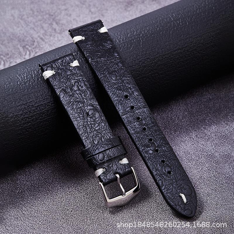 Ostrich Pattern Leather High Value 20Mm/22Mm/First Layer Pin Buckle Leather Strap Accessories