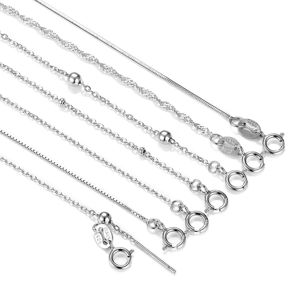 S925 Sterling Silver Gold Plated Collarbone Chain Round Beads Snake Bone Box Twisted Flower Chain Necklace Fashion Jewelry