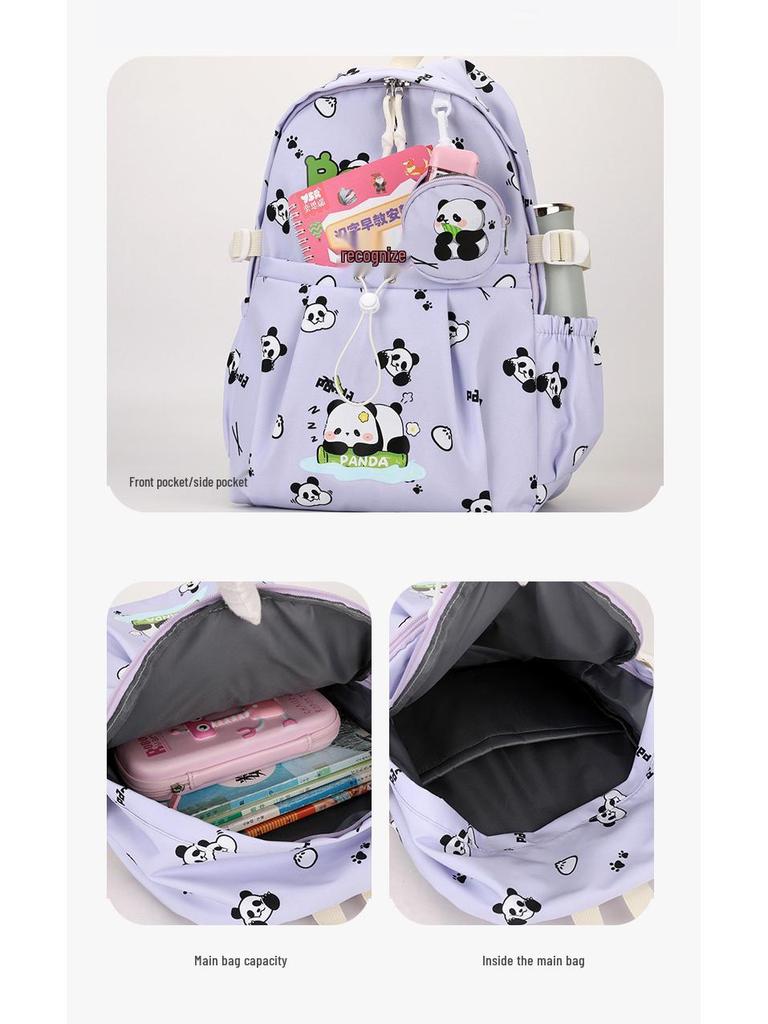 Cartoon Panda Waterproof Backpack - Large Capacity for Middle & High School Girls