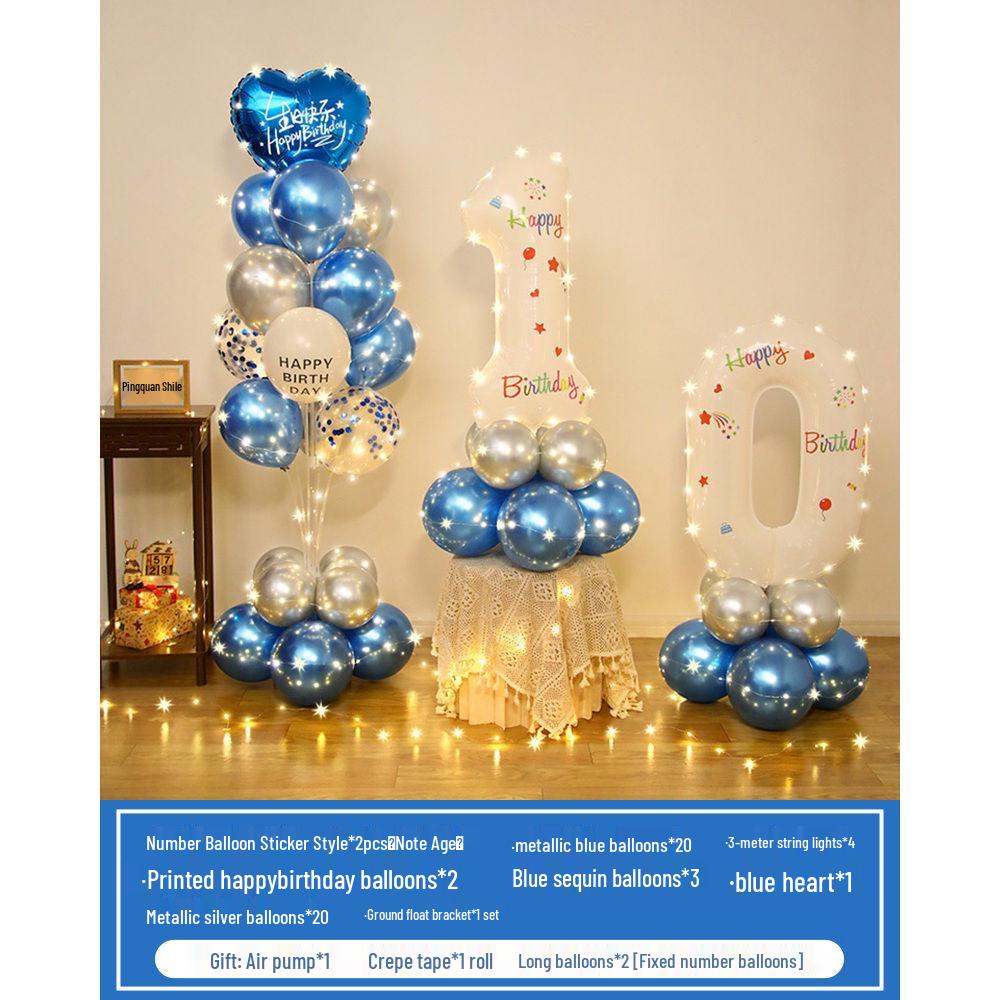 Floating Light-Up Number Balloons for Kids' 10th Birthday Decoration Scene