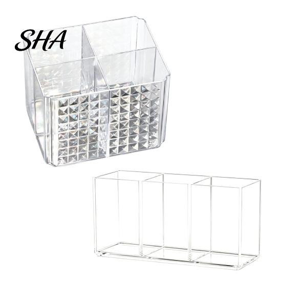 Clear Cosmetic Storage Box Transparent Acrylic Makeup Brush Organizer, Multi-Compartment Bin, Modern Dressing Table Case Style Display for Lip