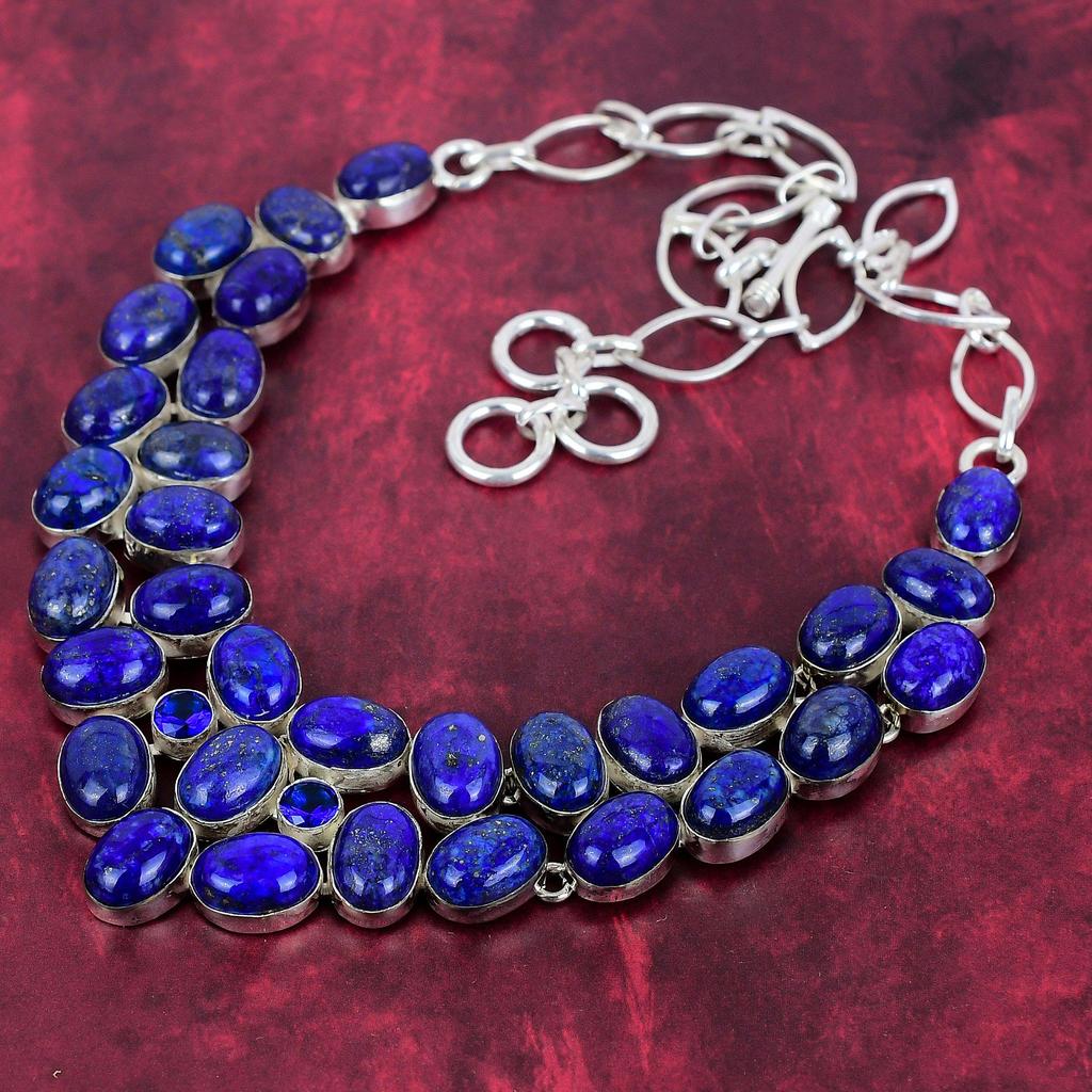 Lapis Lazuli Necklace Handmade Jewelry, 925 Solid Sterling Silver Necklace Designer Gemstone Jewelry Necklace, Gift For Mom