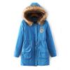 IELGY Winter Mid-length Cotton-padded Jacket Large Fur Collar Hooded Thickened Cotton-padded Jacket Jacket