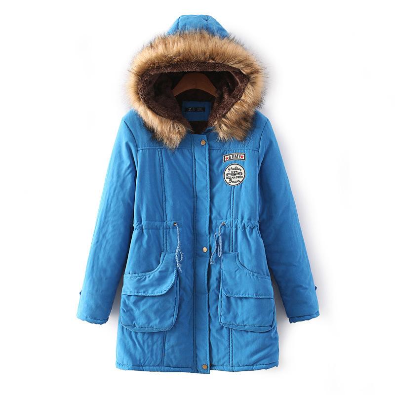 IELGY Winter Mid-length Cotton-padded Jacket Large Fur Collar Hooded Thickened Cotton-padded Jacket Jacket