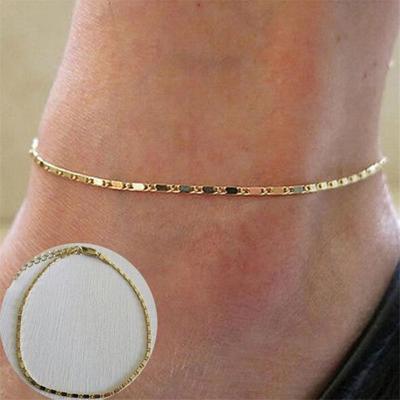 Clean Simple Vintage Chain Women Gold Chain Ankle Bracelet Barefoot Sandal Beach Thin Foot Jewelry