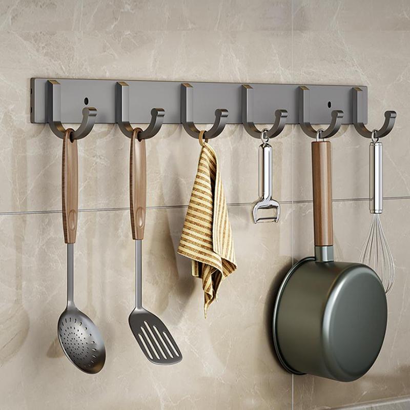 Freies Stanzen Wandmontierter Badezimmerhaken Türhaken Weltraumaluminium Wandhaken (3/4/5/6/7) Halterung
