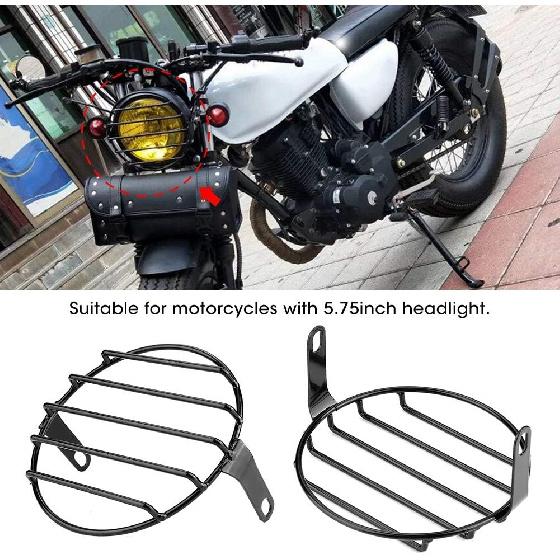Acouto 5.75inch Black Retro Motorcycle Headlight Grill Round Cover Mask for Headlight Grill Motor