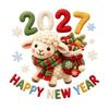 Decorative Glass Clings Happy New Year Window Cling, 2027 Crochet Sheep Snowflake Static Glas Sticker, Reusable Christmas Holiday Decoration