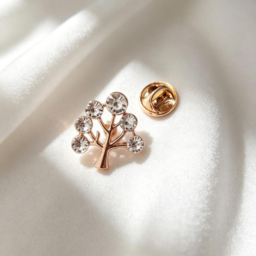 Original Tree of Life Brooch, New Korean Style Simple Small Pin Brooch, Suit Anti-Exposure Buckle Cardigan Accessories