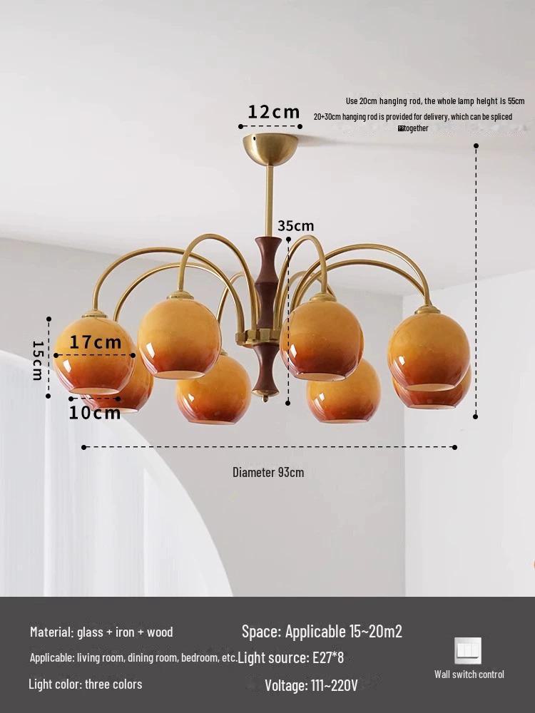Vintage Medieval Solid Wood Chandelier: Bauhaus Style for Living Room, Retro Restaurant, or High-End Persimmon Bedroom