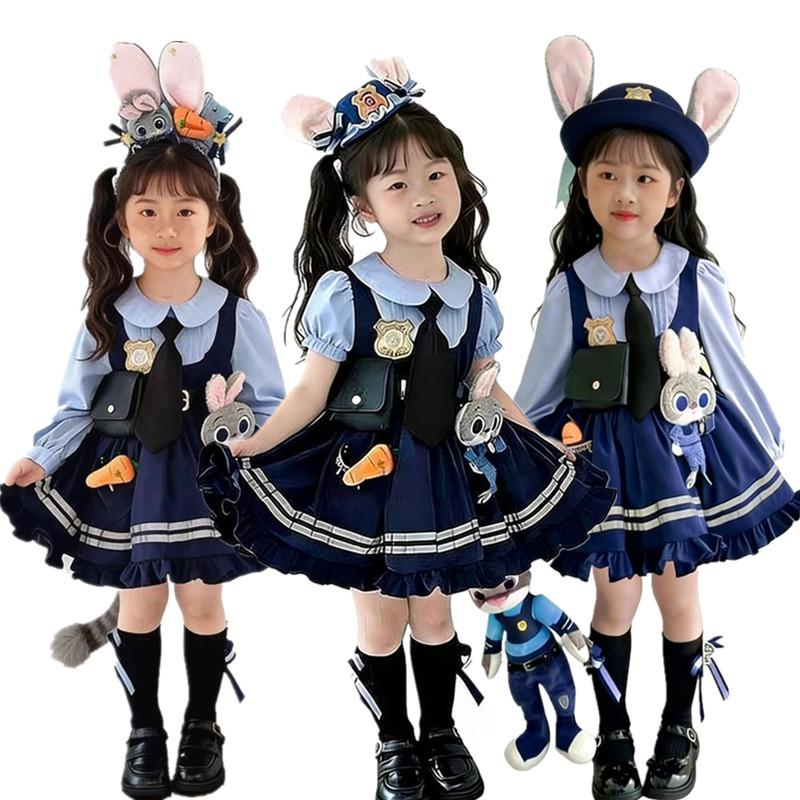 Kids Judy Hopps Costume Set with Princess Dress and Full Accessories