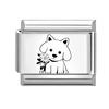 Laser Engraving Black Cartoon Cute Cat Dog DIY Italian Charm Links Fit 9mm Stainless Steel Bracelet Women Jewelry Making Gifts