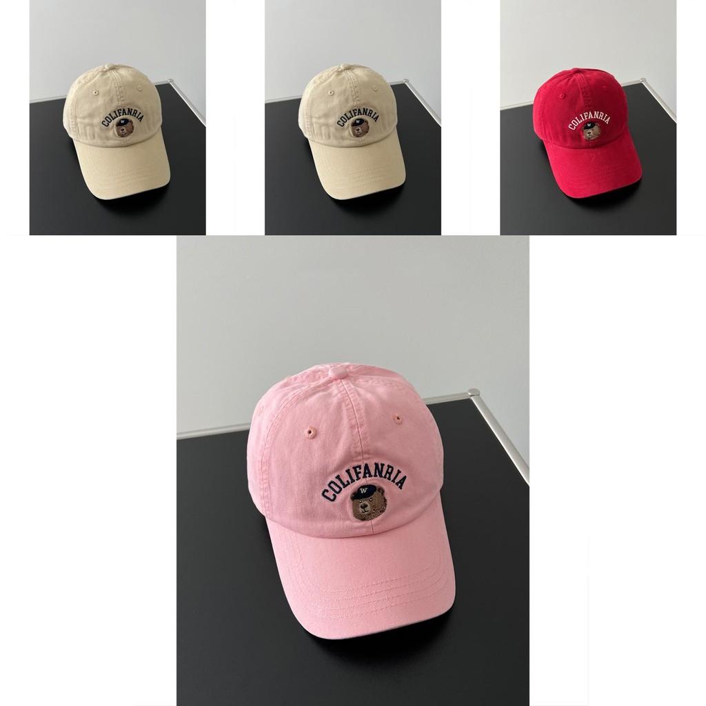 Colifanria Bear Embroidered Cotton Baseball Hat With Adjustable Fit For Sun Protection And Fashion