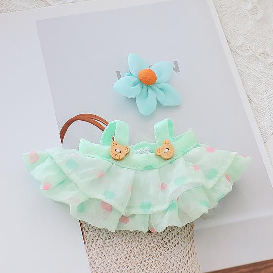 Doll Clothes for 17cm La Bubu 2-Piece Set Hair Clip Floral Dress Outfit Floral Hairpin Doll Accessory
