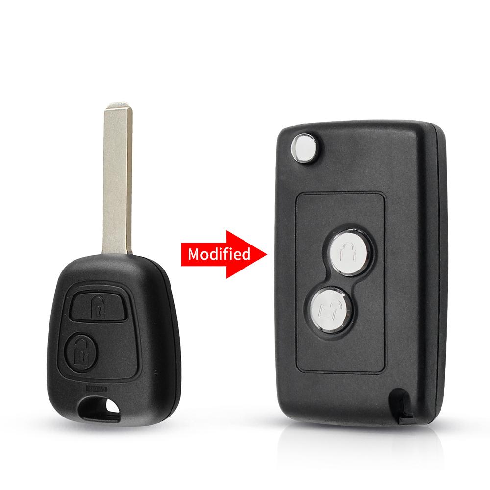 Modified Flip Folding Car Key Shell For Peugeot 307 107 207 407 Citroen C2 C3 Xsara Remote 2 Button Key Case Hu83 Blade