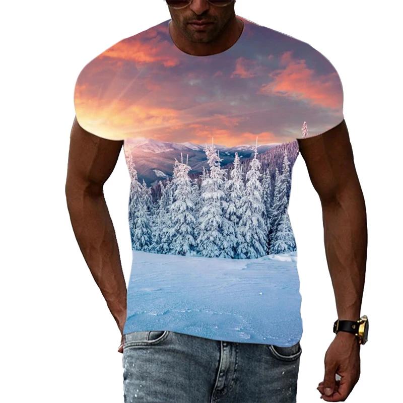 New Christmas Tree 3D Print Casual Fashion Men's Hip-Hop Fun Short-Sleeve T-Shirt Summer Stylish Trendy Round-Neck Lightweight Top