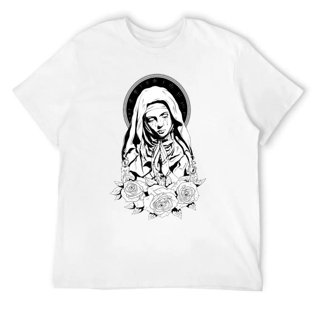 Mother's Day Mary of Jesus Men's T-shirt Round Neck Movement T-shirts Cute Aactivity Competition Casual Eur Size