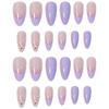 Almond Short Nail Art Wear Nail Purple Flower French Patch Nail Patch False Finger Sticker Extension Nail