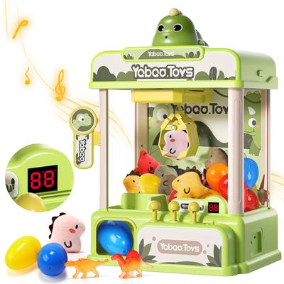 Crane Game Toy Skirfy Educational Toy Dinosaur Design with Atmospheric Music Coin Pocket Type Strong Grip USB Rechargeable Tabletop Game Toy Dinosaur