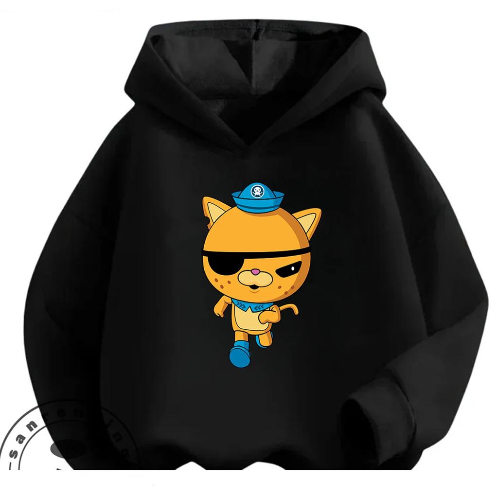 Daily Essential Hoodie Octonauts Trendy Cartoon Print Warm Outdoor Wear Children 3 To 14 Years Old All Season Outfits