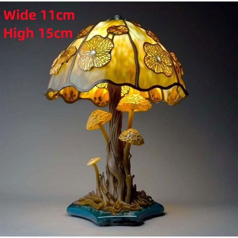 Creative Stained Plant Series Table Lamps Resin Colorful Bedroom Bedside Flower Mushroom Retro Table Night Lamp Atmosphere Light