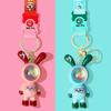 Sunset Light Flash Rabbit Keychain Cartoon Car Bunny Keychain Couple Backpack Pendant Small Gift