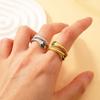18K Gold Plated Snake-Shape Open Ring In Titanium Steel - Trendy, Cool, Light Luxury Finger Ring for Women In European American Style