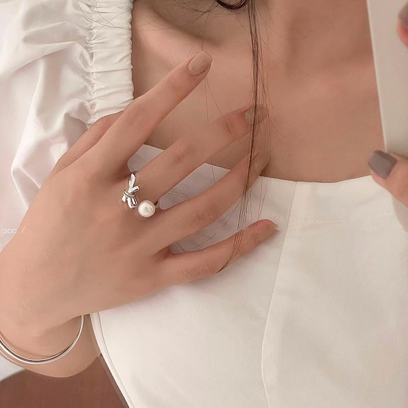Elegant Butterfly Knot Ring For Women With Adjustable Size Chic Pearl Design For 2023 Spring Fashion