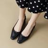 With Medium Heels Office Block Heel Square Chunky Shoes for Women Woman Pumps Toe Spring Summer 2025 Non Slip Luxury Brand Trend