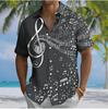 Men's Music Note Treble Clef Print Short Sleeve Shirt, Spring Summer Music Themed Fun Vacation Blouse, Loose Casual Top