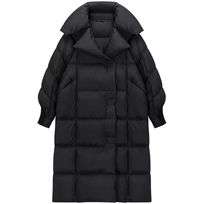 Doudoune longue femme 2024 hiver nouvelle mode épaissie bouffante sensation ample genou veste tendance grande taille