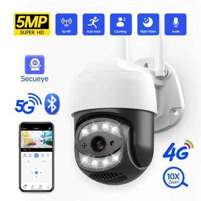 LS VISION Telecamera IP 4G con scheda SIM 5MP PTZ Telecamera impermeabile 1080P Sicurezza Tracciamento automatico Visione notturna Telecamera CCTV per videosorveglianza
