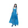 Holiday style blue suspender dress women's summer new waist and thin A-shaped dress
