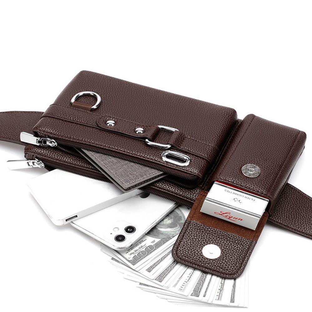 PU Leather Carry Case Purse Chest Bag Crossbody Bag Mens Belt Bag Phone Pouch Waist Packs