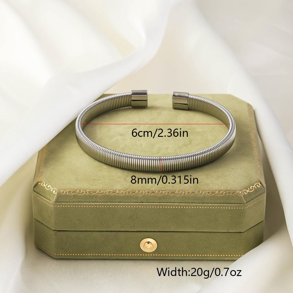 Personalized High-End Titanium Steel Open Cuff Bracelet for Women - Stretchy, Irregular Design, Exquisite Non-Fading Finish