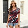 Women's Casual Short Sleeve V Neck Top Independence Day Printed T Shirt Lightweight Comfortable Summer Blouse