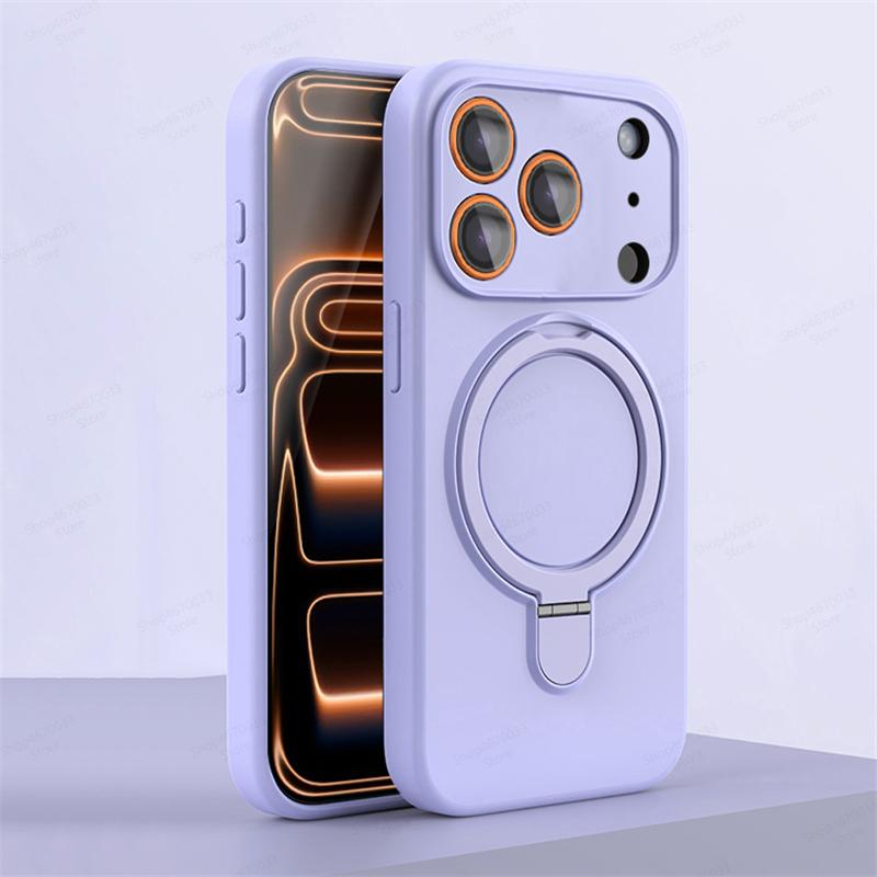 Magnetic Silicone Phone Case For iPhone 17 16 15 14 13 11 12 Pro Max Air Kickstand Ring Holder Cover For iPhone 14 15 16 Plus