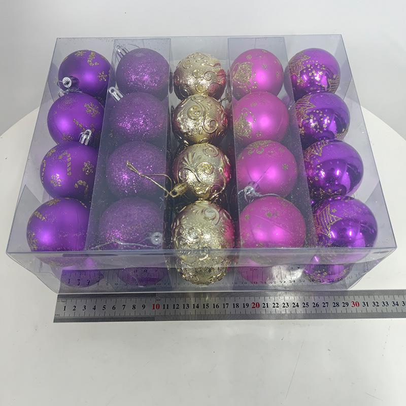 Purple & Gold Christmas Ornament Ball Set - 40pcs, 6CM Electroplated Plastic