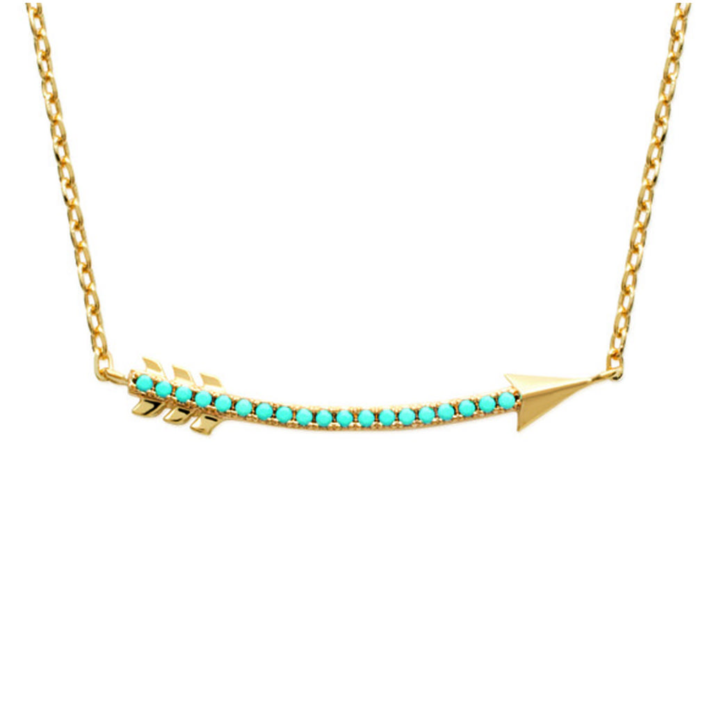 Les Trésors De Lily [N6225] - Collier plaqué or 'Navajos' turquoise doré (flèche de Cupidon) - 28x5 mm