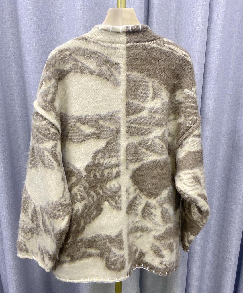 Australian Retro Totem Ethnic Style Knitted Cardigan - Autumn/Winter High-End Mid-Length Loose Coat