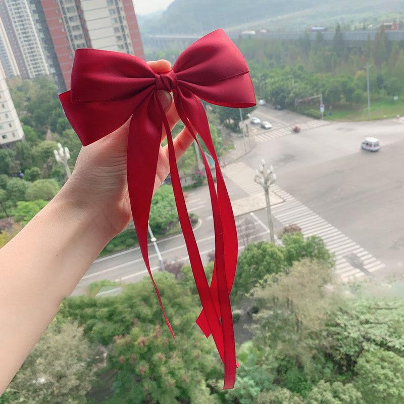 Vintage Large Bow Hair Clip Trend Long Ribbon Hairpins Barrettes Headwear For Women Girl Hair Accessories Wedding Jewelry