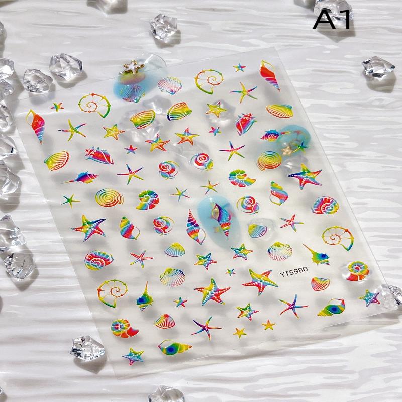 Relief Nail Art DIY Nail Decorations Nails DIY Colorful Shells Ocean Nail Stickers Relief 3D Nail Appliques Adhesive Sliders