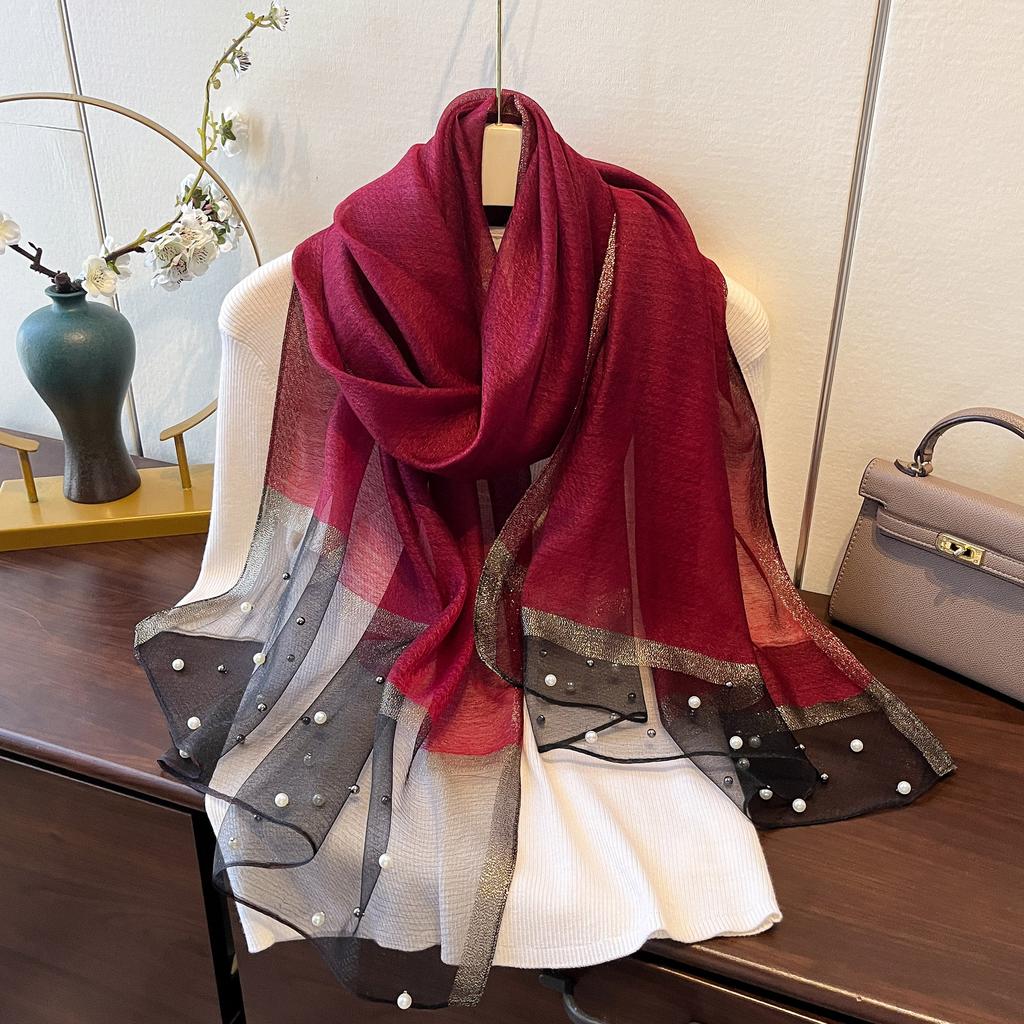 Neuer Frühlings- und Sommer-Sonnenschein-Rasur-Stil Schal Modischer Modischer Schal Perlen-Schal Imitat-Seidenschal für Damen