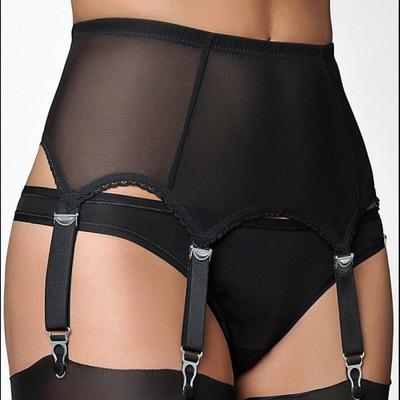 Sexy transparenter Netz-Strumpfgürtel mit verstellbarer 6-Klammer-Metallschnalle und rutschfesten Strümpfen