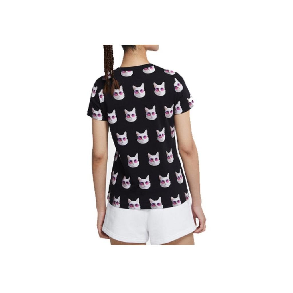 Nike Sportswear Logo Print Cat Pattern Sports Running Casual Fashion Comfortable Breathable Round Neck Short Sleeve T-Shirt Women Tops DH3176-010