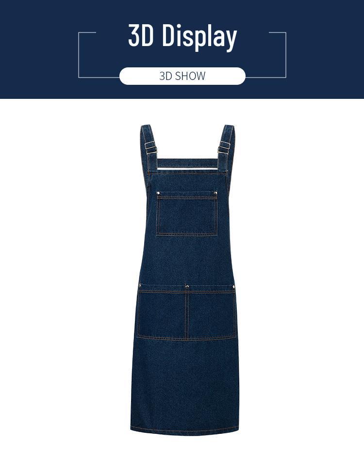 Custom Logo Denim Apron for Coffee, Tea, and Nail Art Shops - Thick Canvas Workwear