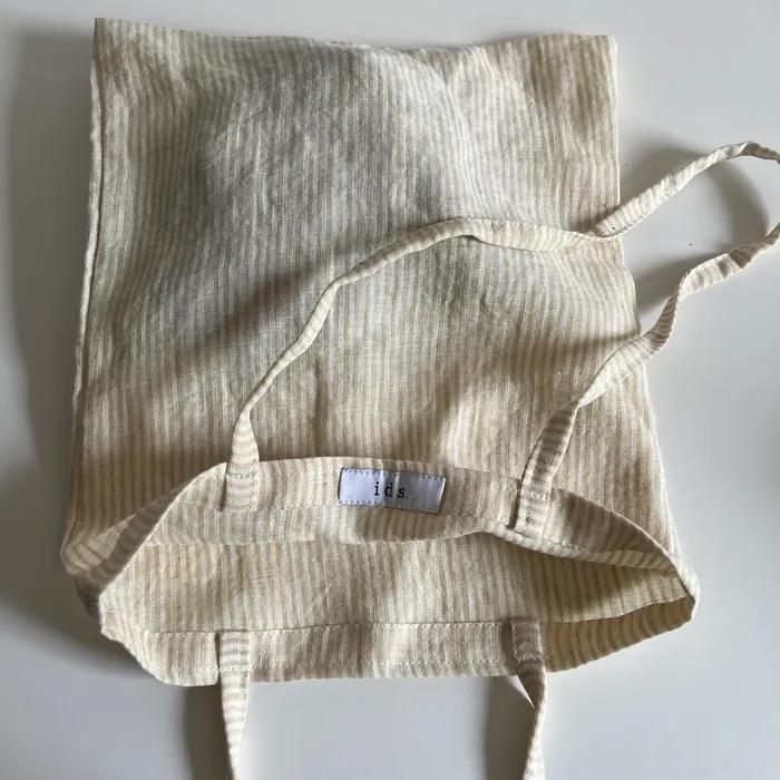 Linen beige striped mini bag