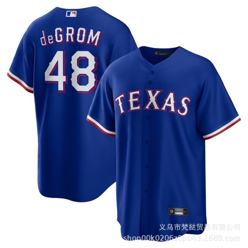 Mens MLB Texas Rangers Baseball Jersey Custom Embroidered Seager 5 Garcia 53 DeGrom 48 Short Sleeve Cotton Blend V-Neck Sportswear
